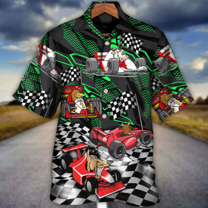 F1 Formula One Animals Kart Racing Speed Lover - Hawaiian Shirt - Owl Ohh for men and women, kids - Owl Ohh