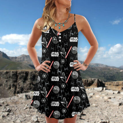Star Wars Darth Vader With Light Saber - V-neck Sleeveless Cami Dress