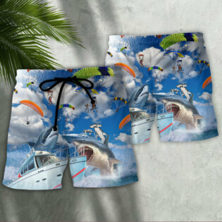 Parasailing Let's Fly Away With Shark - Beach Short