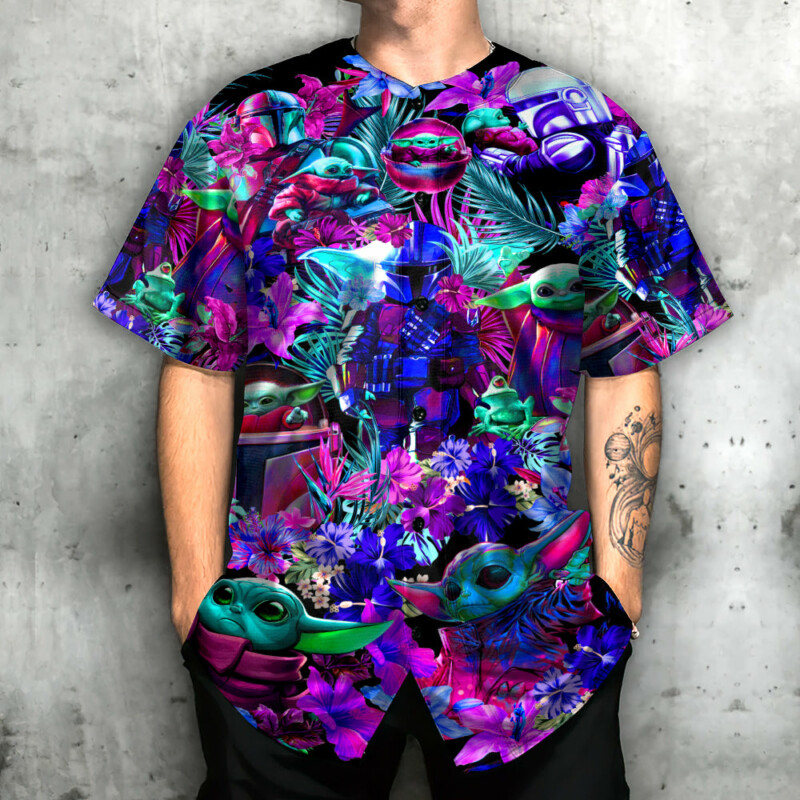 Special Star Wars Baby Yoda Synthwave - Baseball Jersey