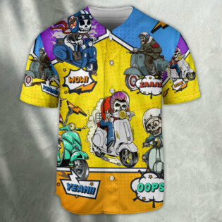 Scooter Skeleton Drive Scooter Pop Art Style - Baseball Jersey - Owl Ohh