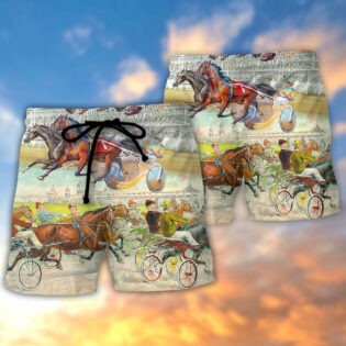 Harness Racing Horse Racing Road Horse Lover - Beach Short - Owl Ohh - Owl Ohh