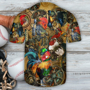 Chicken Steampunk Art Vintage Retro Vibe - Baseball Jersey - Owl Ohh