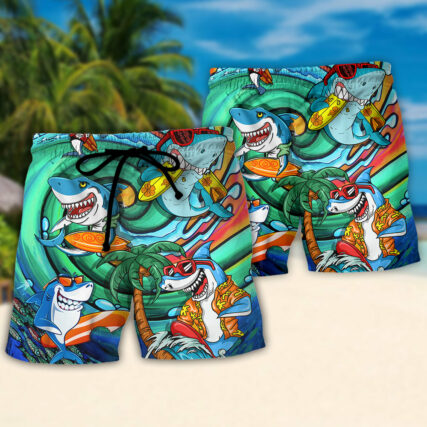 Surfing Funny Shark Surfing Life is Simple Just Add Water Surfing Lovers - Beach Short