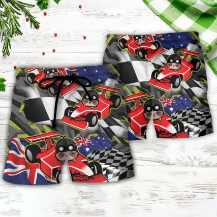 Sloth Racing Formula One Car Racing Art Australian Vibe - Beach Short - Owl Ohh - Owl Ohh