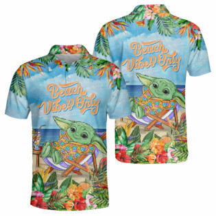 SW Cartoon Baby Yoda Beach Vibes Only - Polo Shirt
