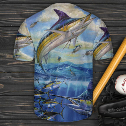 Fishing With Ocean Blue Sky Freedom - Baseball Jersey - Owl Ohh