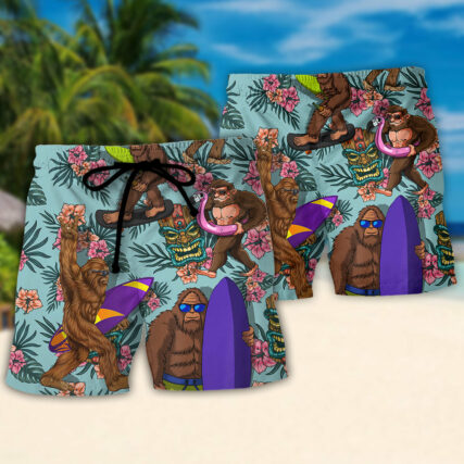 Surfing Funny Bigfoot Eat Sleep Surf Repeat Lovers Surfing - Beach Short
