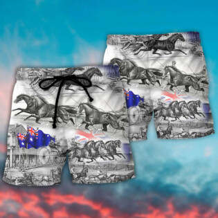 Harness Racing Horse Racing Road Australia Flag - Beach Short - Owl Ohh - Owl Ohh
