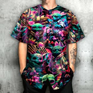 Star Wars Baby Yoda Synthwave Cool - Baseball Jersey