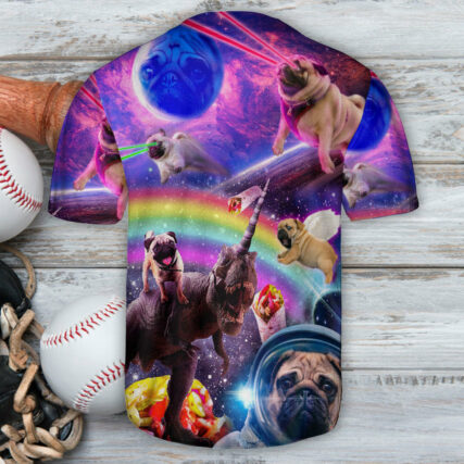 Dog Galaxy Rainbow Astronaut Art - Baseball Jersey - Owl Ohh