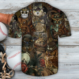 Owl Steampunk Retro Style - Baseball Jersey - Owl Ohh - Owl Ohh