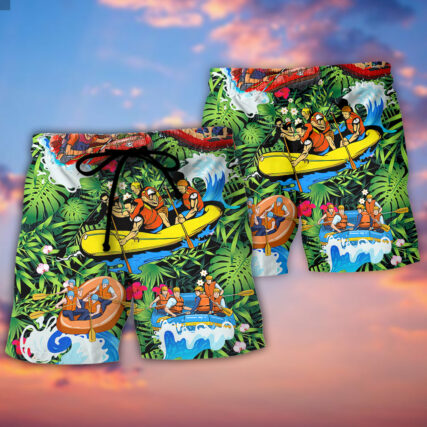Water Rafting Lover Style Flower Tropical - Beach Short - Owl Ohh - Owl Ohh