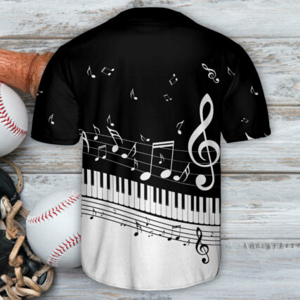 Piano Music Black And White Art Style - Baseball Jersey - Owl Ohh
