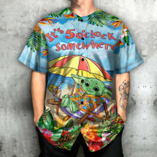 SW Baby Yoda In The Beach It’s 5 O’clock Somewhere Print - Baseball Jersey