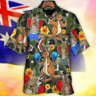 Kangaroo Boxing Tropical Vibe Funny Art - Hawaiian Shirt - Owl Ohh for men and women, kids - Owl Ohh