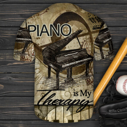Piano Music Is My Therapy Lover Art Style - Baseball Jersey - Owl Ohh