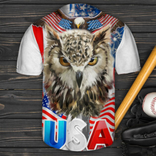 Owl USA Style Flag Art - Baseball Jersey - Owl Ohh - Owl Ohh