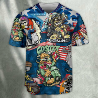 Scooter And Skull USA Flag - Baseball Jersey - Owl Ohh