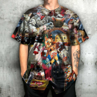 Poker Beautiful Cats Play Poker - Baseball Jersey - Owl Ohh - Owl Ohh