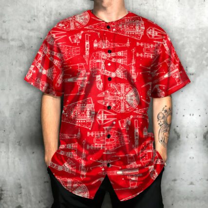 SPACE SHIPS STAR WARS RED - Baseball Jersey