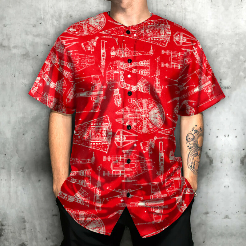 SPACE SHIPS STAR WARS RED - Baseball Jersey
