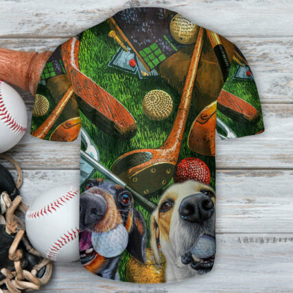 Golf Dog Funny Art Style - Baseball Jersey - Owl Ohh