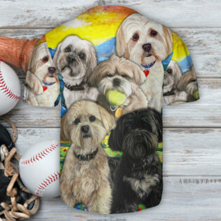 Dog Art With Sunset Background - Baseball Jersey - Owl Ohh