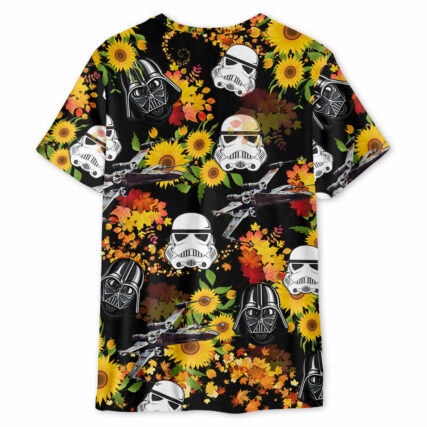 Star Wars Darth Vader Stormtrooper Helmet Autumn Wild Sunflowers - Unisex 3D T-shirt