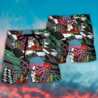 Octopus Racing Formula One Car Racing Australian Vibe Art - Beach Short - Owl Ohh - Owl Ohh
