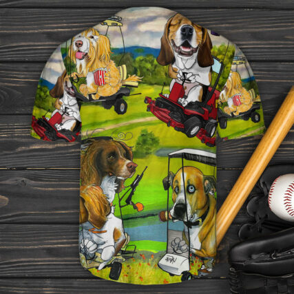 Golf Dog Lover Funny Art Style - Baseball Jersey - Owl Ohh