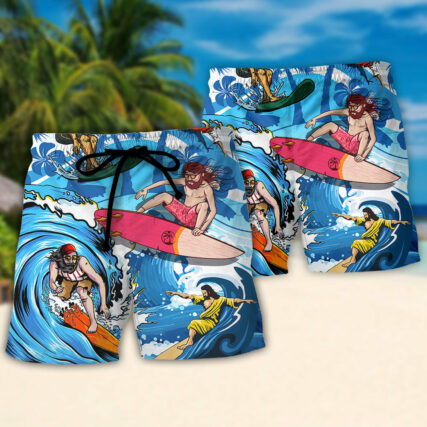 Surfing Haters Will See You Walk on Water and Say It's Because You Can't Swim Lover Jesus and Surfing - Beach Short