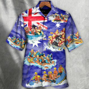 Water Rafting River Rafting Team Funny Lover Australia Flag Vintage Art Style - Hawaiian Shirt - Owl Ohh for men and women, kids - Owl Ohh