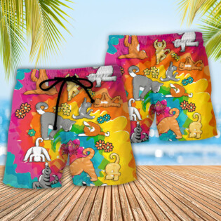 Yoga Cat Funny Inhale The Good Sh!t Exhale The Bullsh!t - Beach Short
