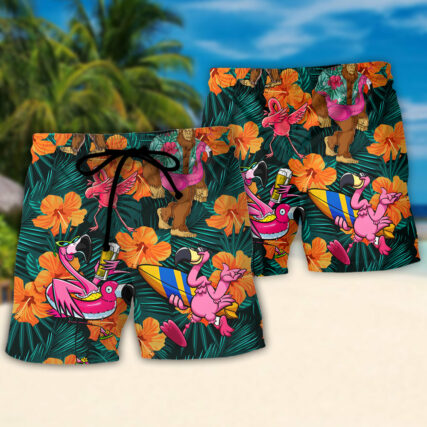 Flamingo Bigfoot Life Is Better At The Beach Tropical Style - Beach Short