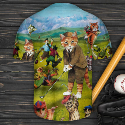 Golf Cat Funny Art Style - Baseball Jersey - Owl Ohh