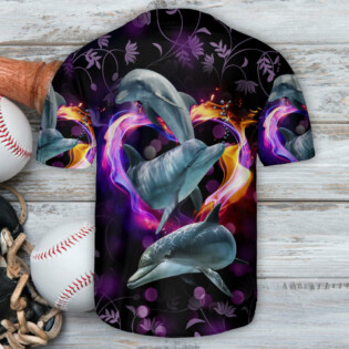 Dolphin Colorful Heart Shape Art - Baseball Jersey - Owl Ohh