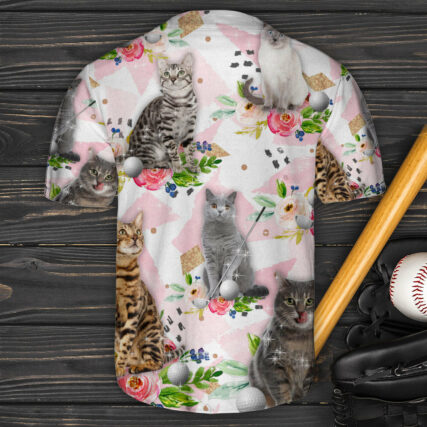 Golf Cat And Flowers Art Style - Baseball Jersey - Owl Ohh