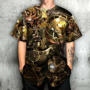 Octopus Steampunk Machine Metal Style - Baseball Jersey - Owl Ohh - Owl Ohh