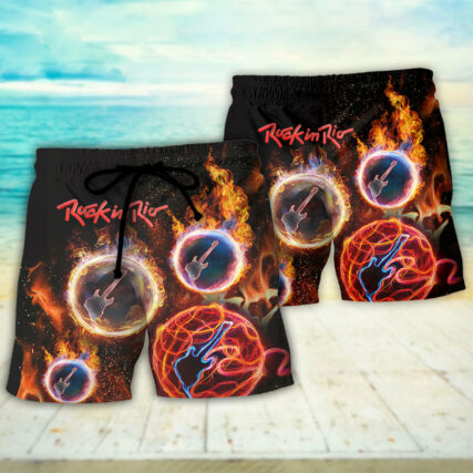 Rock In Rio With Fire Music Lover Amazing Style - Beach Short - Owl Ohh - Owl Ohh