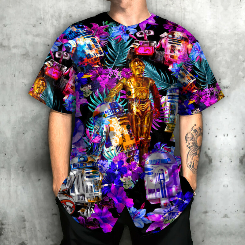 Special Star Wars R2-D2 With Friends Synthwave - Baseball Jersey