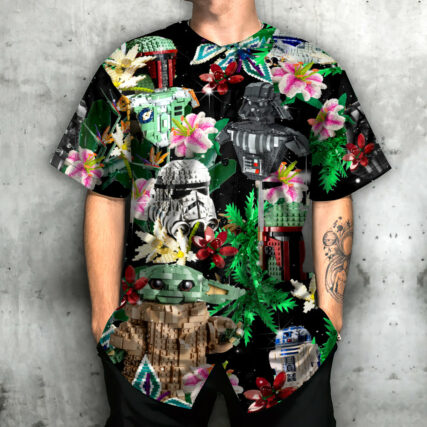 Star Wars Lego Baby Yoda, Boba Fett, Darth Vader and Stormtroopers Tropical - Baseball Jersey