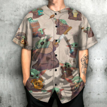 Star Wars Baby Yoda Eating Everything - Baseball Jersey