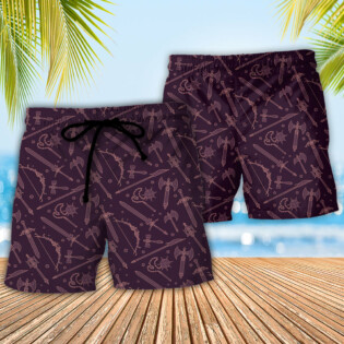 DnD Medieval Weapons Pattern - Beach Short