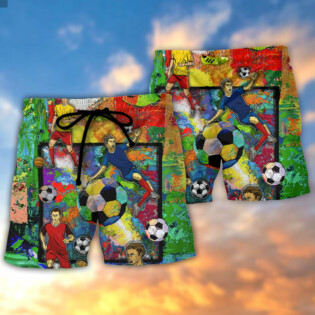 Soccer Style Colorful Lover Art - Beach Short - Owl Ohh - Owl Ohh