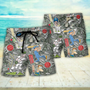 Cricket Sport Cricket Lover Tropical Funny Leaf Art - Beach Short - Owl Ohh - Owl Ohh