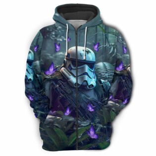 Starwars Stormtrooper In The Jungle With Purple Flowers - Hoodie