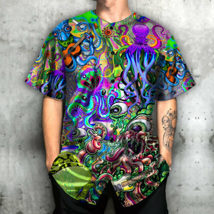 Octopus Hippie Colorful Art - Baseball Jersey - Owl Ohh - Owl Ohh