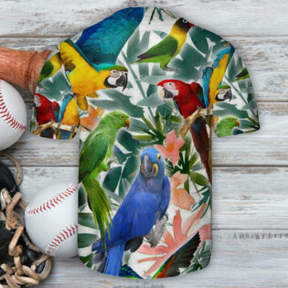 Parrot Tropical Flowes Art - Baseball Jersey - Owl Ohh - Owl Ohh