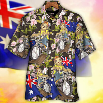 Solth Australia Sloth Ride Cycling Art - Hawaiian Shirt - Owl Ohh for men and women, kids - Owl Ohh